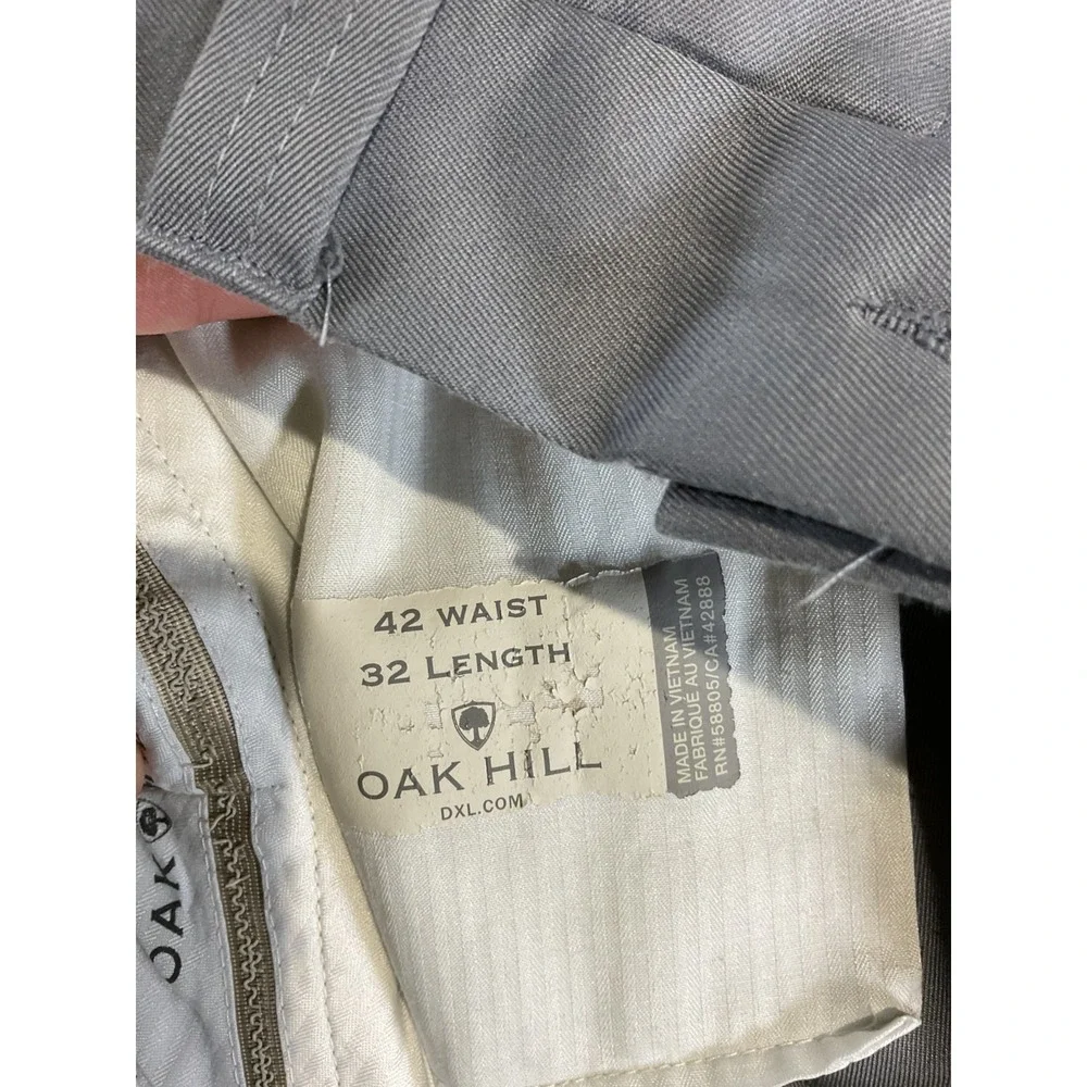 Oak Hill Men's Dress Pants 42x32 Gray Flat Front Business Casual Comfort Stretch